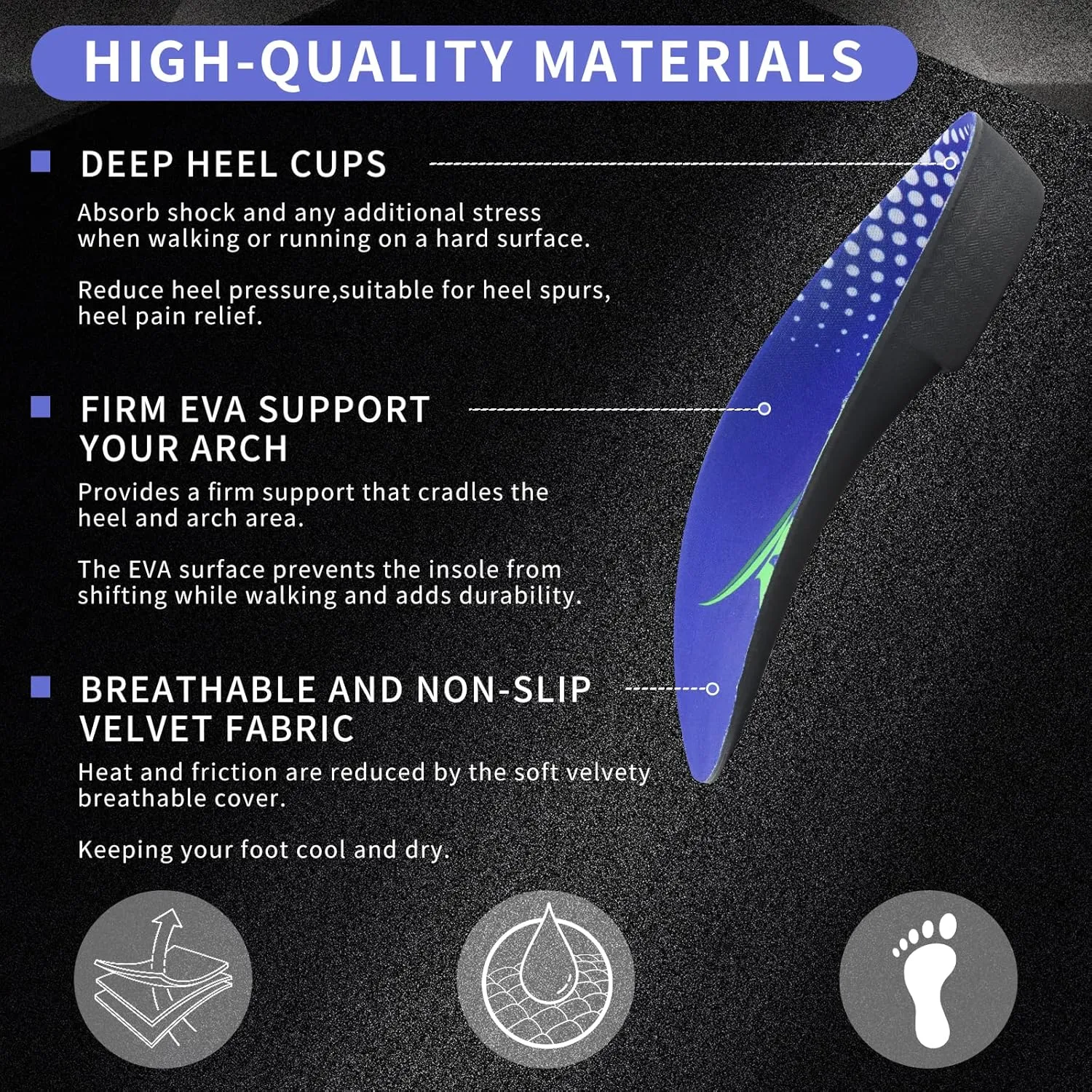 3/4 Arch Support Insoles for Men and Women, Plantar Fasciitis Insoles, Orthotic Inserts for Flat Feet Over-Pronation, Rigid High Arch Support Shoe Insoles for Heel Spurs Foot Pain Relief, XL