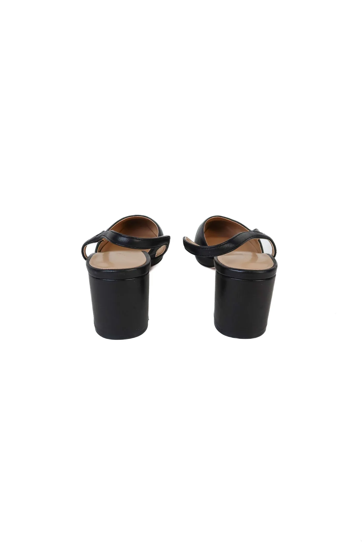 Ann Taylor Black Cap-Toe Leather Slingback Heels NWOT (7.5; retail $158)