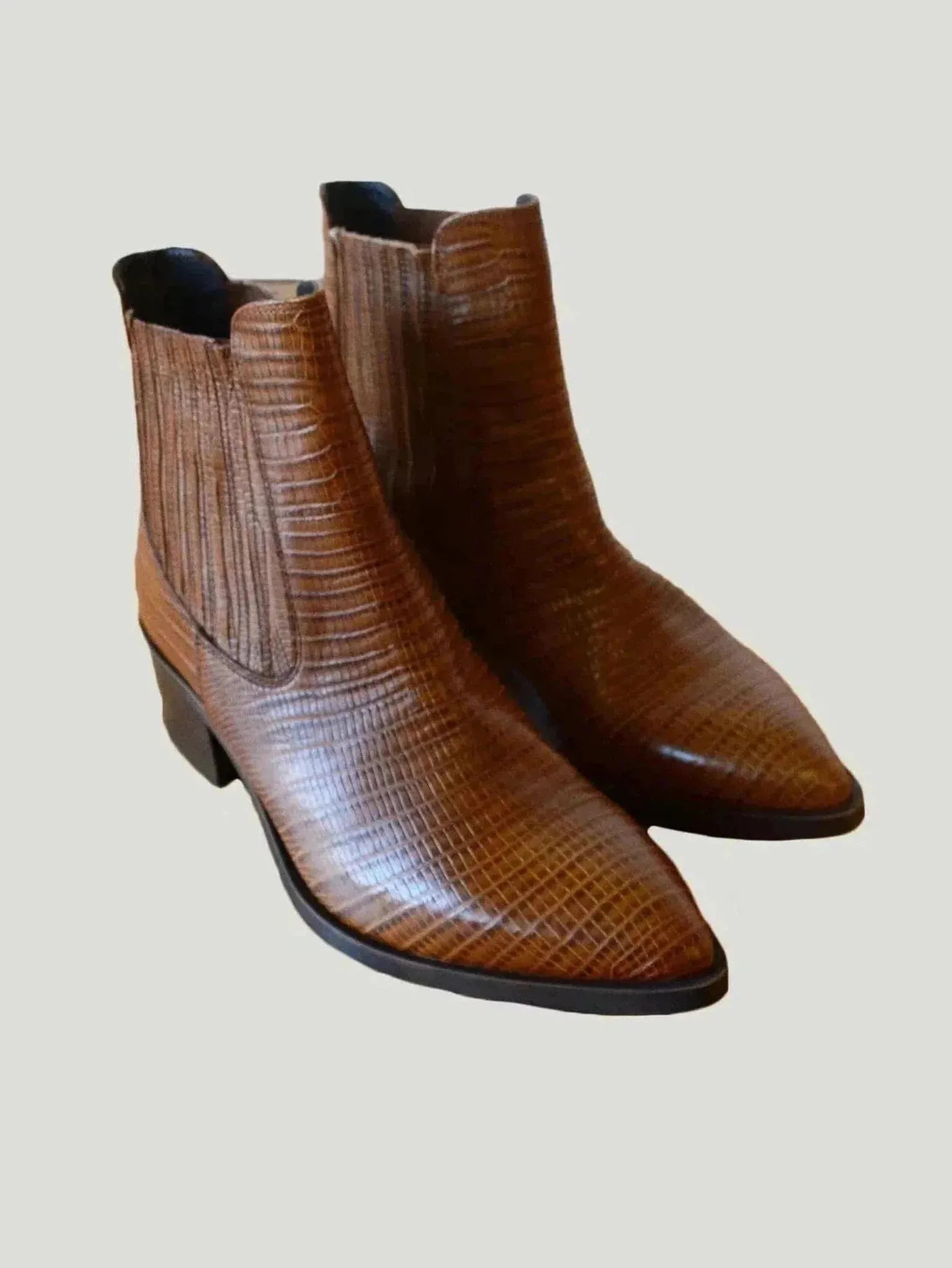 Ateliers Briggs Booties | Snake-Embossed Leather | Chic Western-Inspired Pull-On Style | One Posh Closet