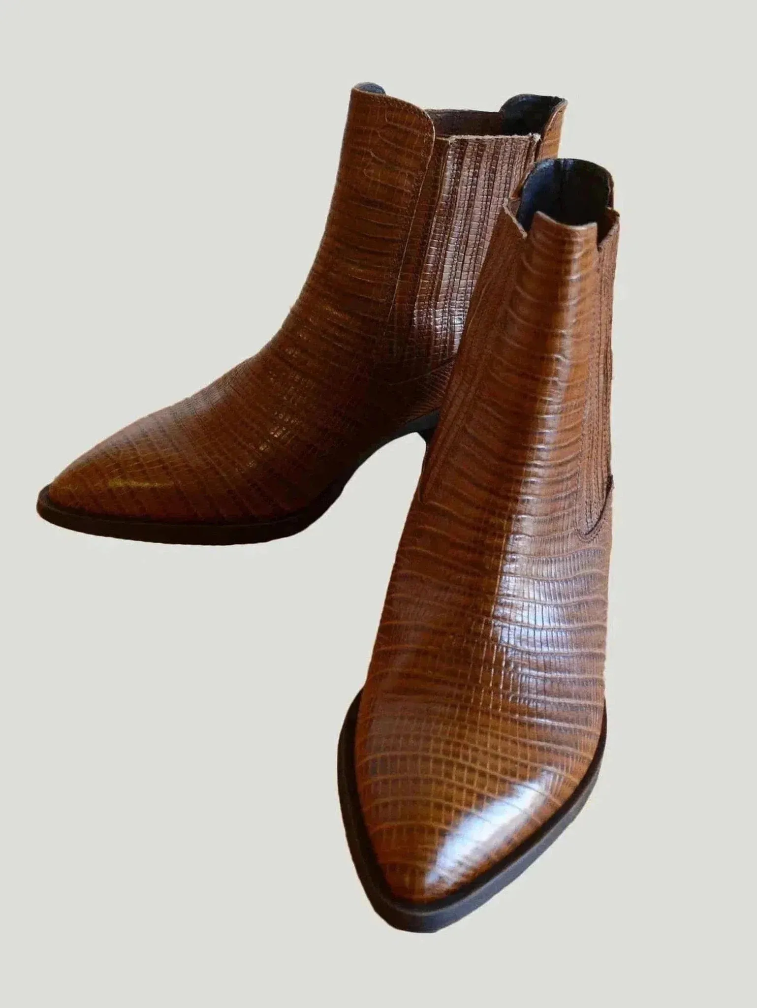 Ateliers Briggs Booties | Snake-Embossed Leather | Chic Western-Inspired Pull-On Style | One Posh Closet