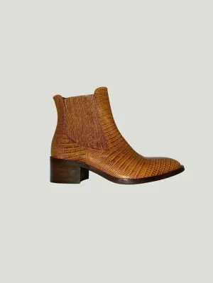 Ateliers Briggs Booties | Snake-Embossed Leather | Chic Western-Inspired Pull-On Style | One Posh Closet