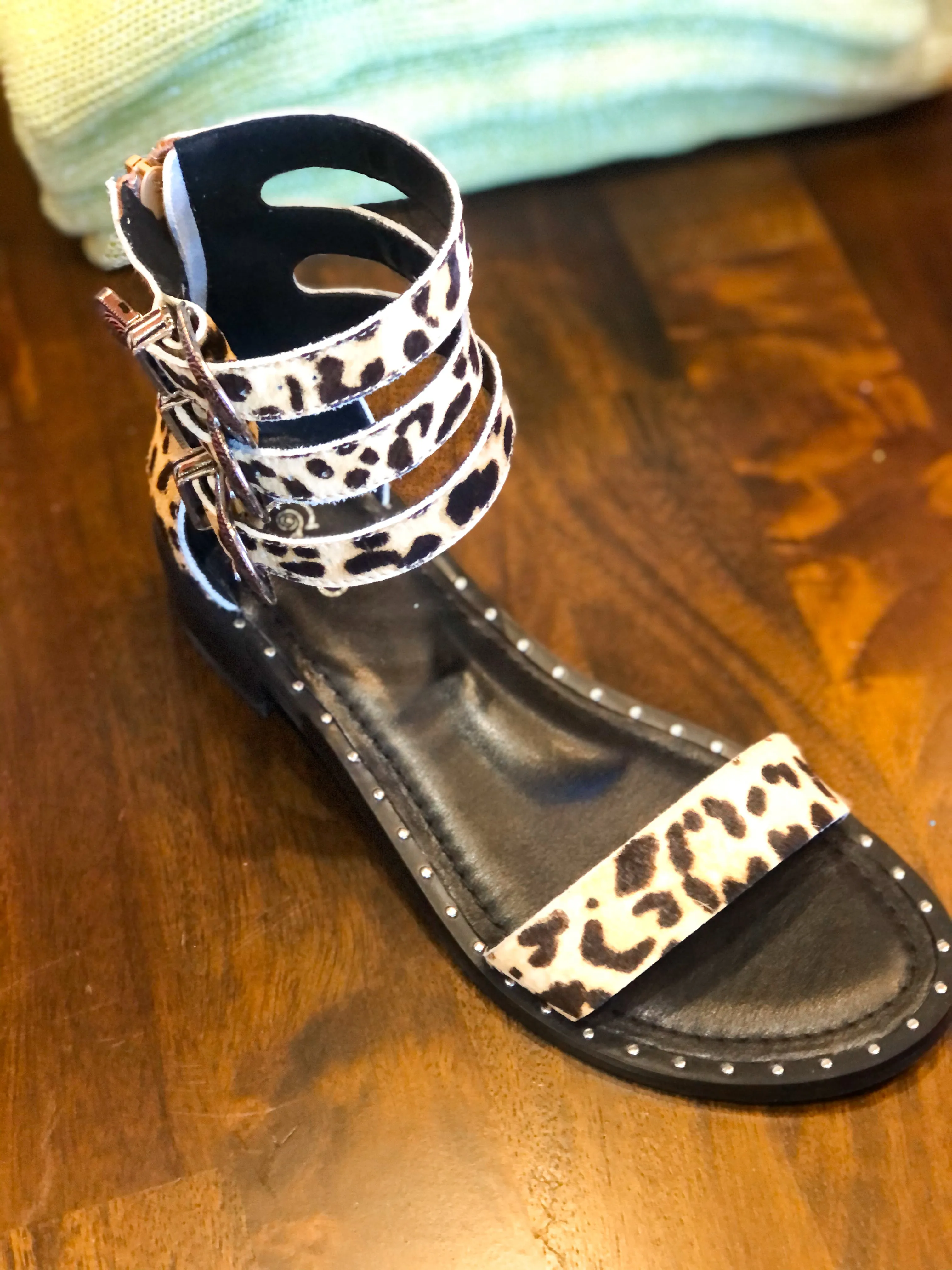 Bahah Cheetah Print Calfhair Sandal