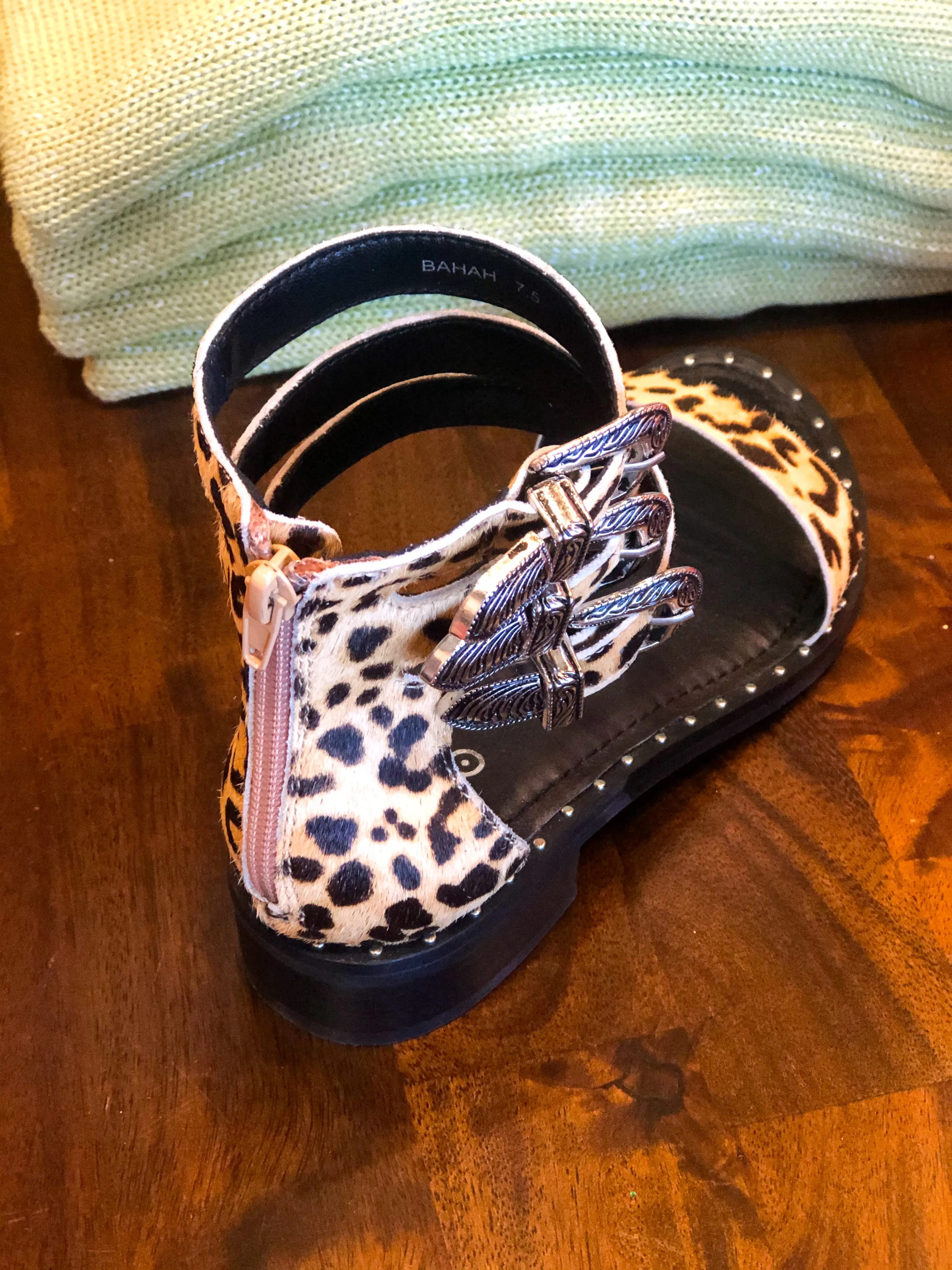 Bahah Cheetah Print Calfhair Sandal