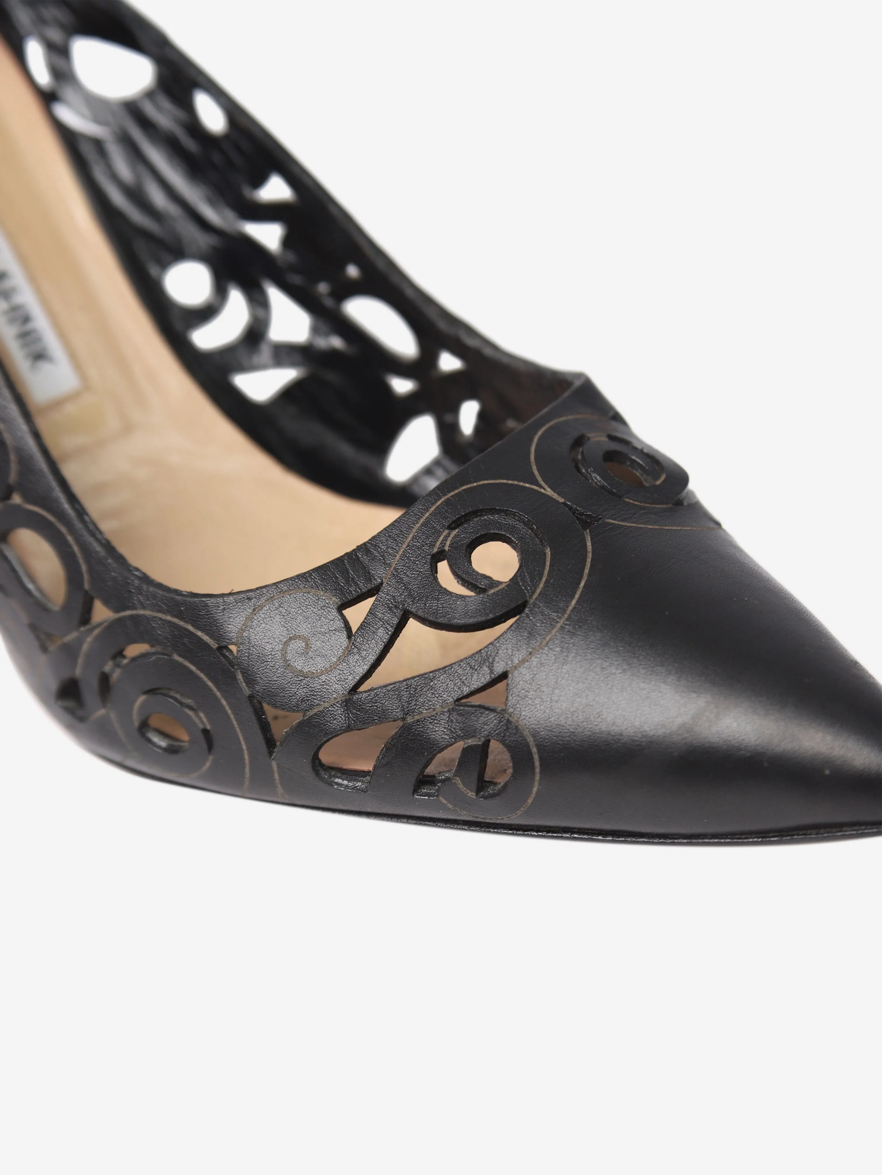 Black leather cutout heels - size EU 40 (UK 7)