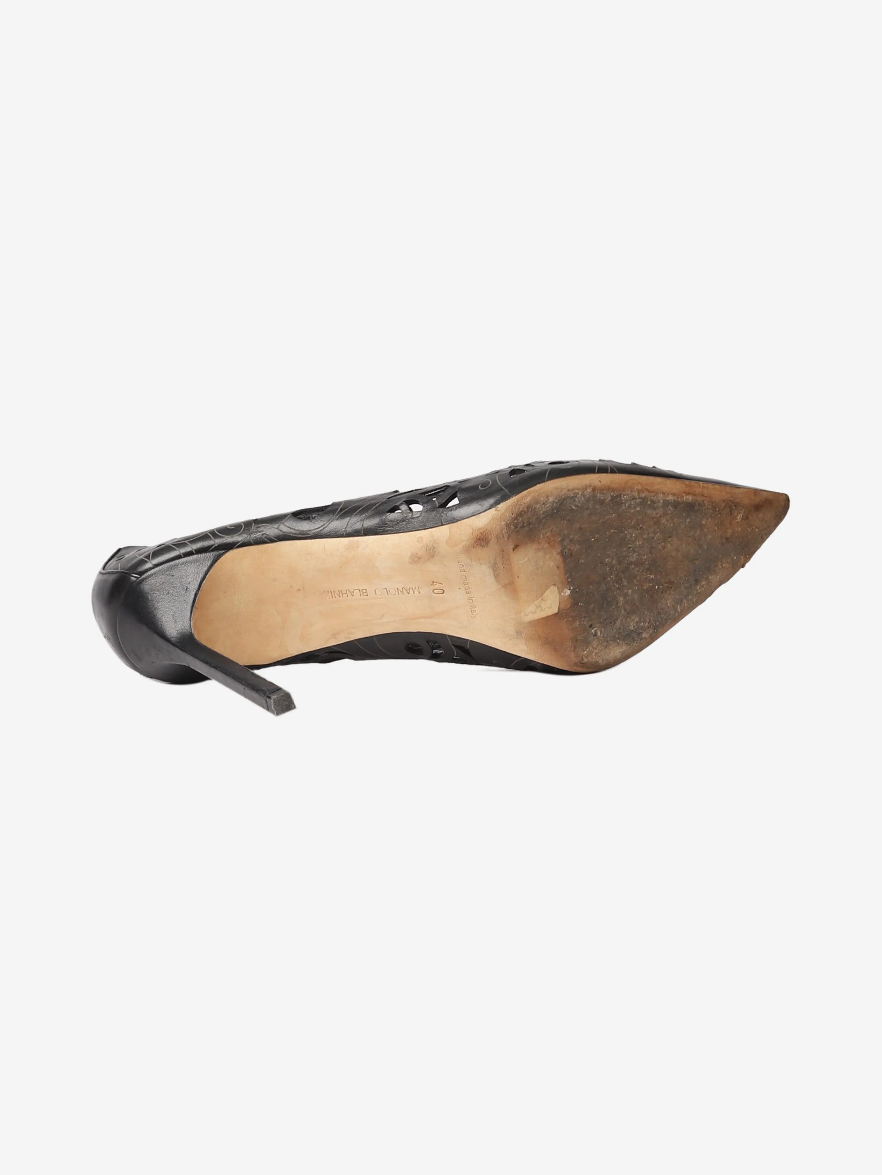 Black leather cutout heels - size EU 40 (UK 7)