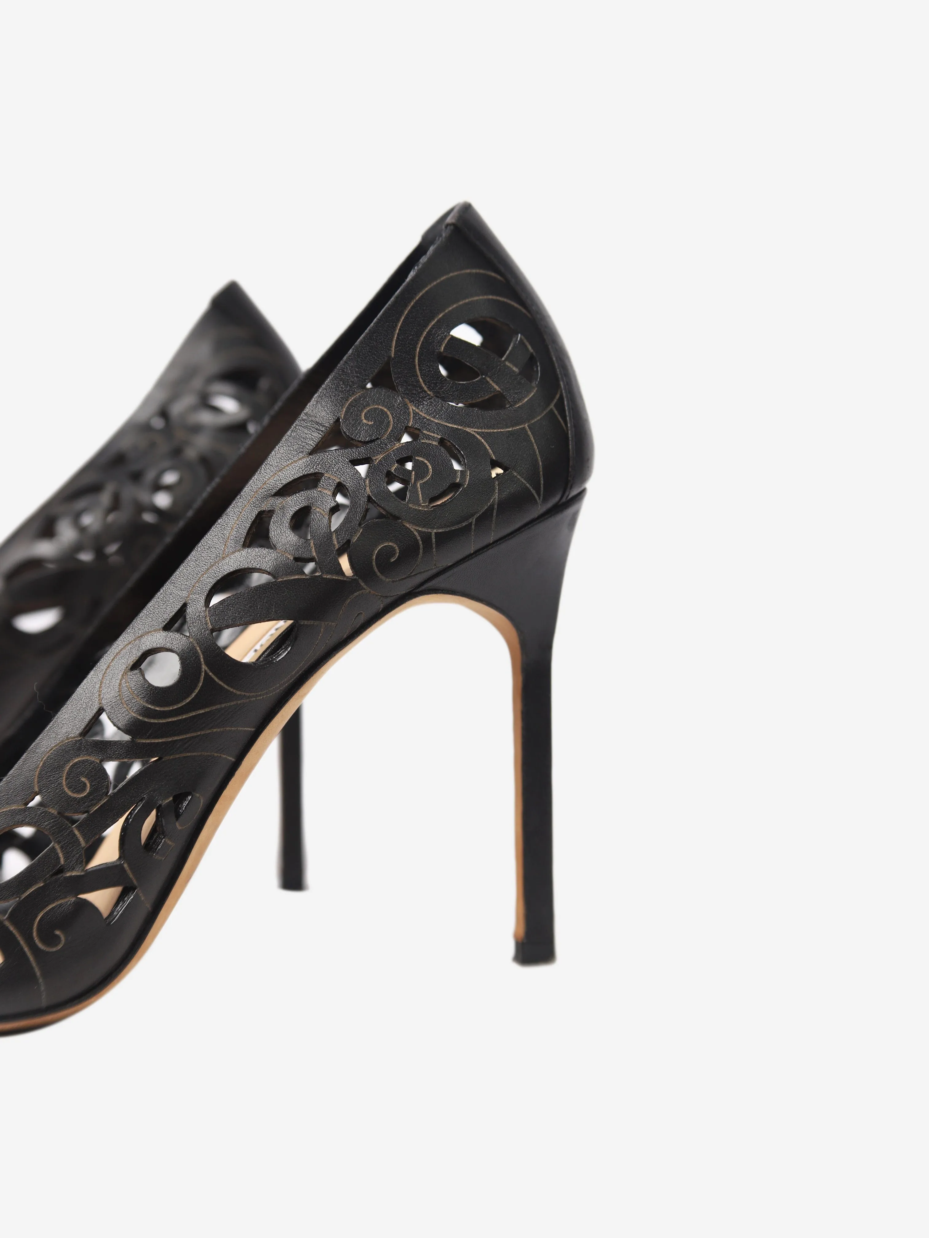 Black leather cutout heels - size EU 40 (UK 7)
