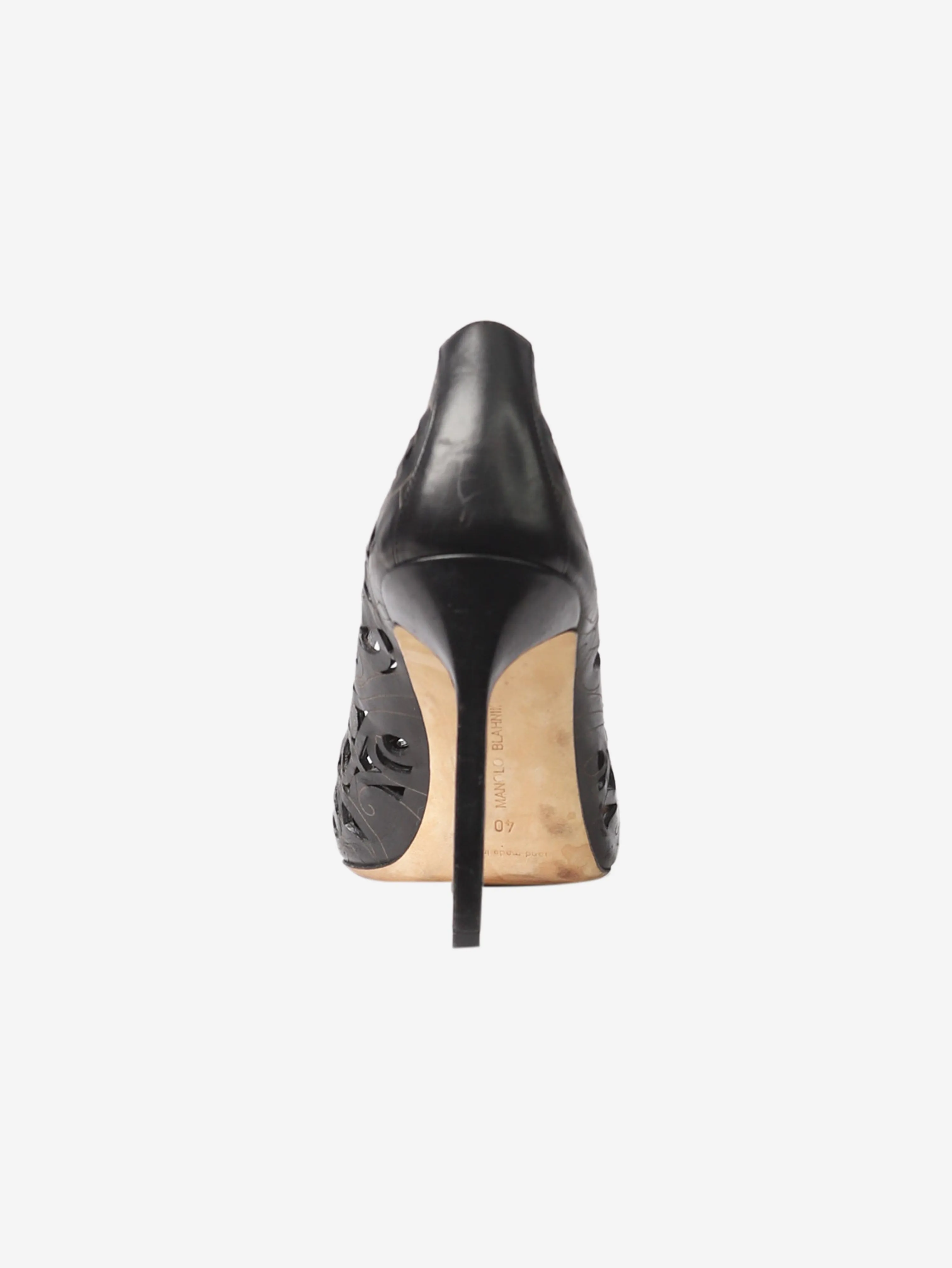 Black leather cutout heels - size EU 40 (UK 7)