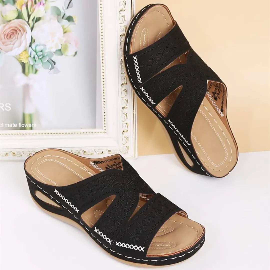 Blisscomfy Arch Support Wide Toe Box Open Toe Sandals