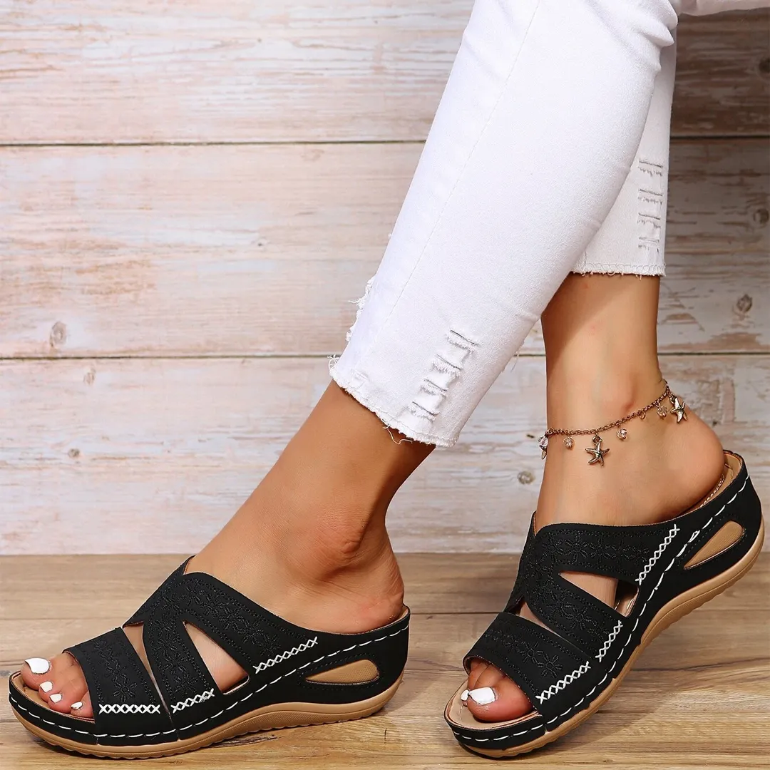 Blisscomfy Arch Support Wide Toe Box Open Toe Sandals