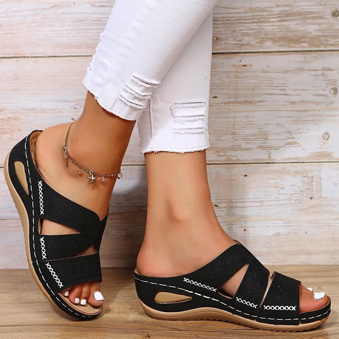 Blisscomfy Arch Support Wide Toe Box Open Toe Sandals