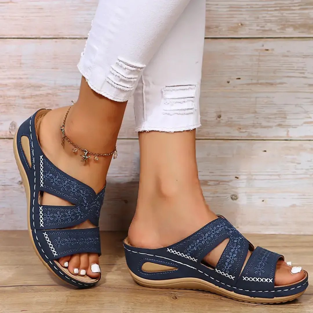 Blisscomfy Arch Support Wide Toe Box Open Toe Sandals