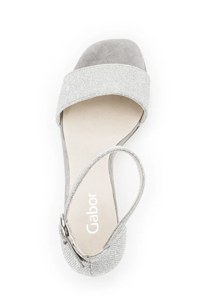 Block Heel Silver Glitter Shoe