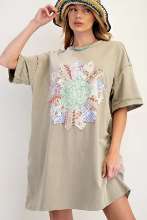 Boho Patch Mineral Washed Teeshirt Dress