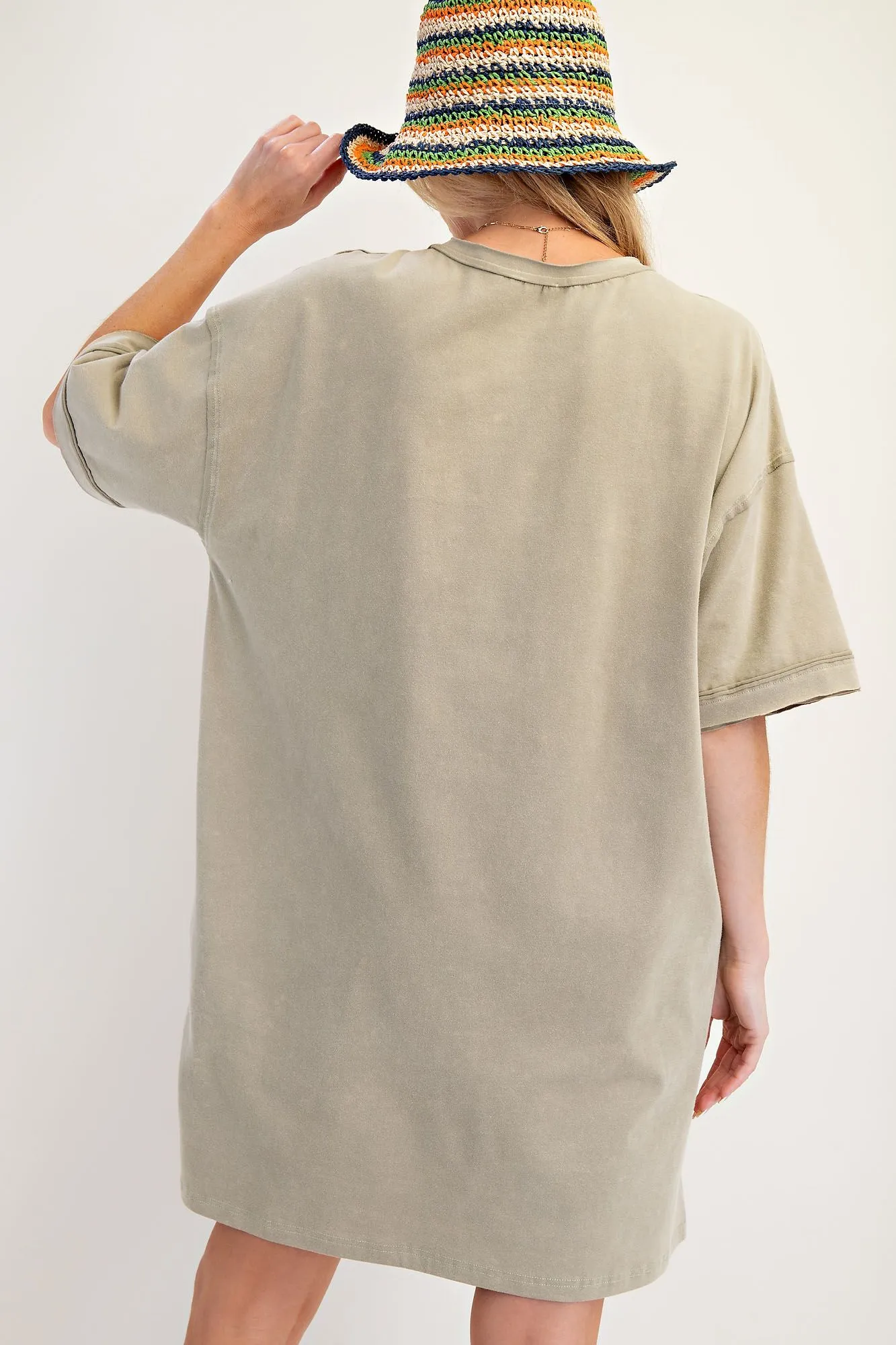 Boho Patch Mineral Washed Teeshirt Dress