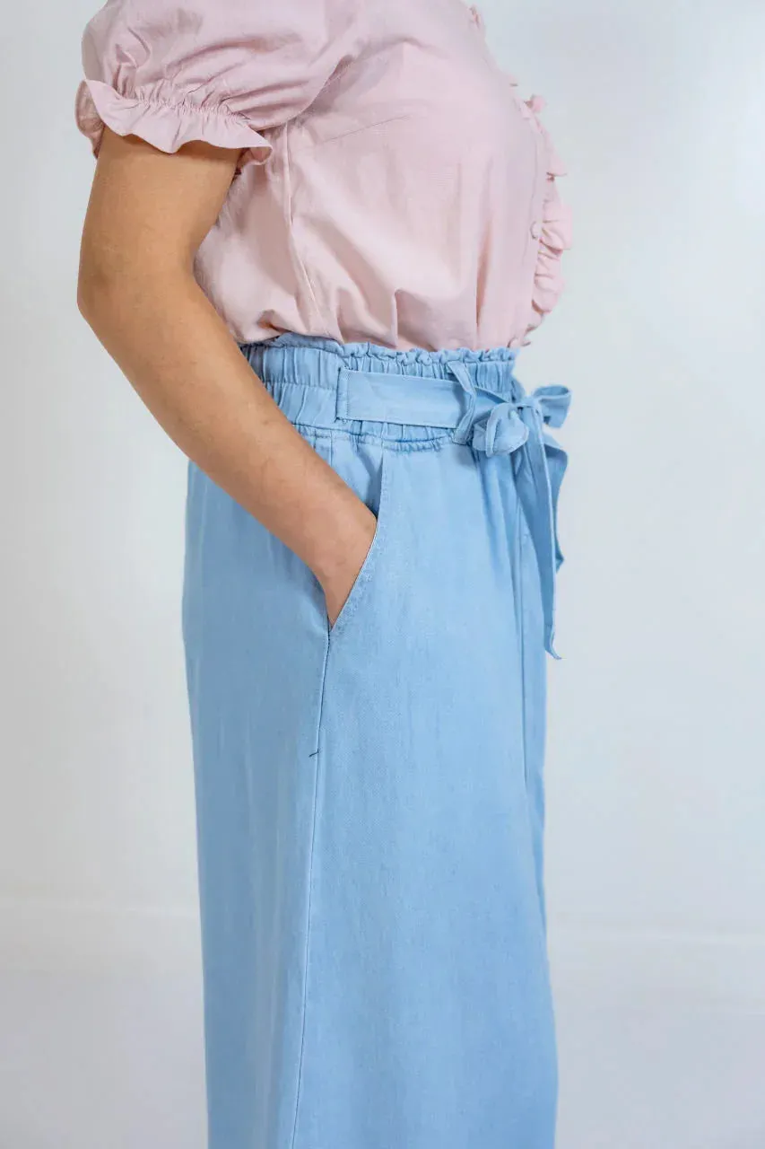 Bria Chambray Maxi Skirt in Light Wash