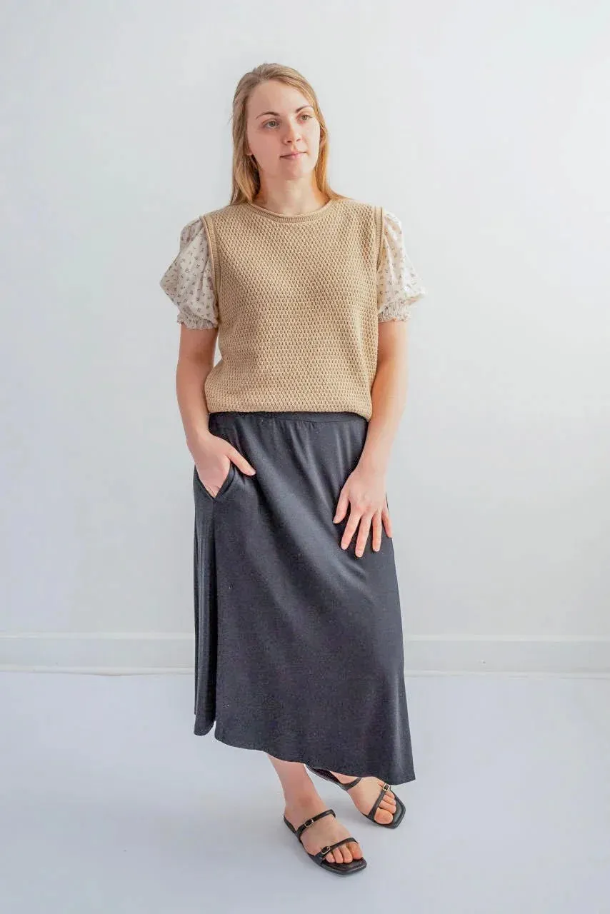 Brighton Knit Midi Skirt in Black
