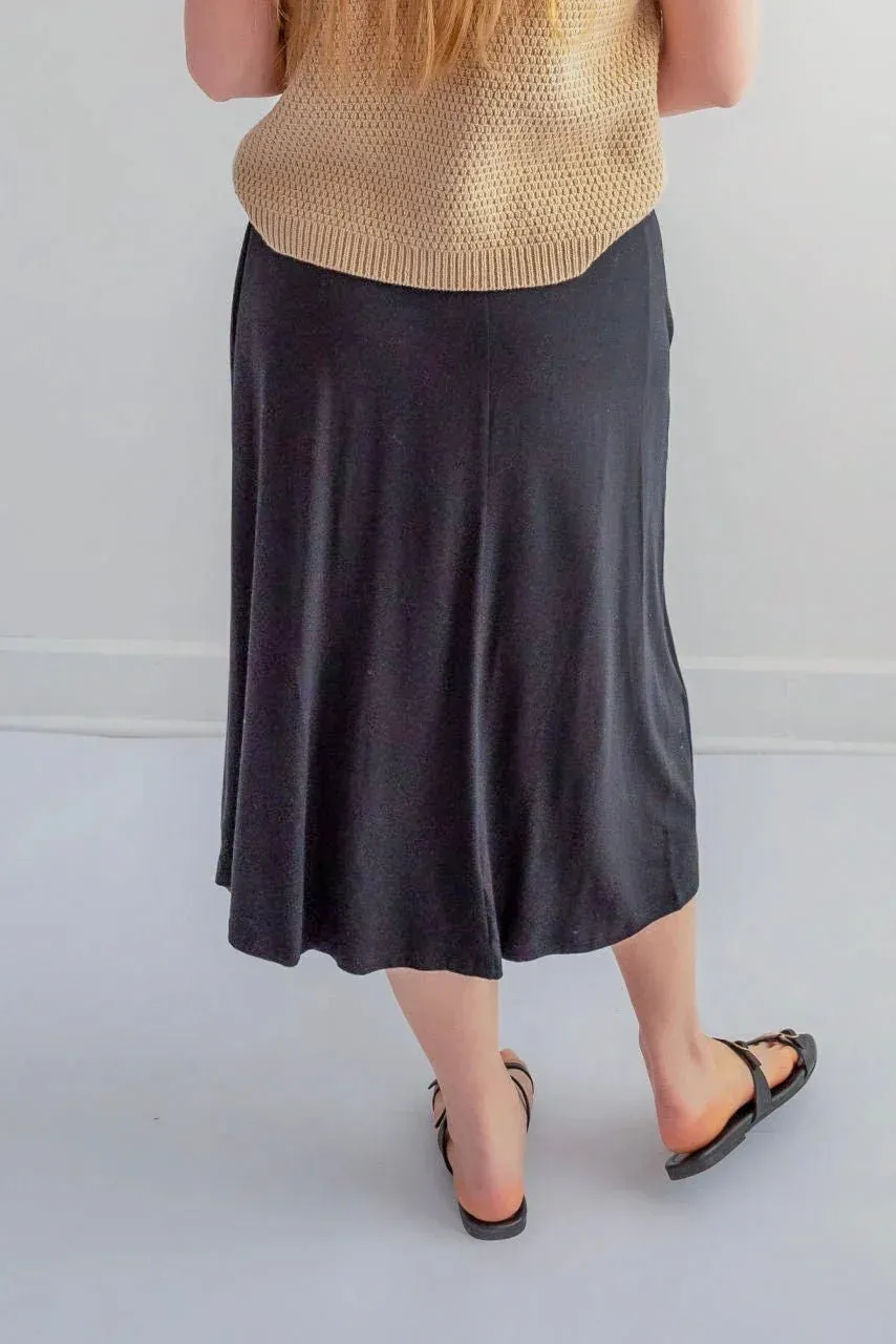Brighton Knit Midi Skirt in Black