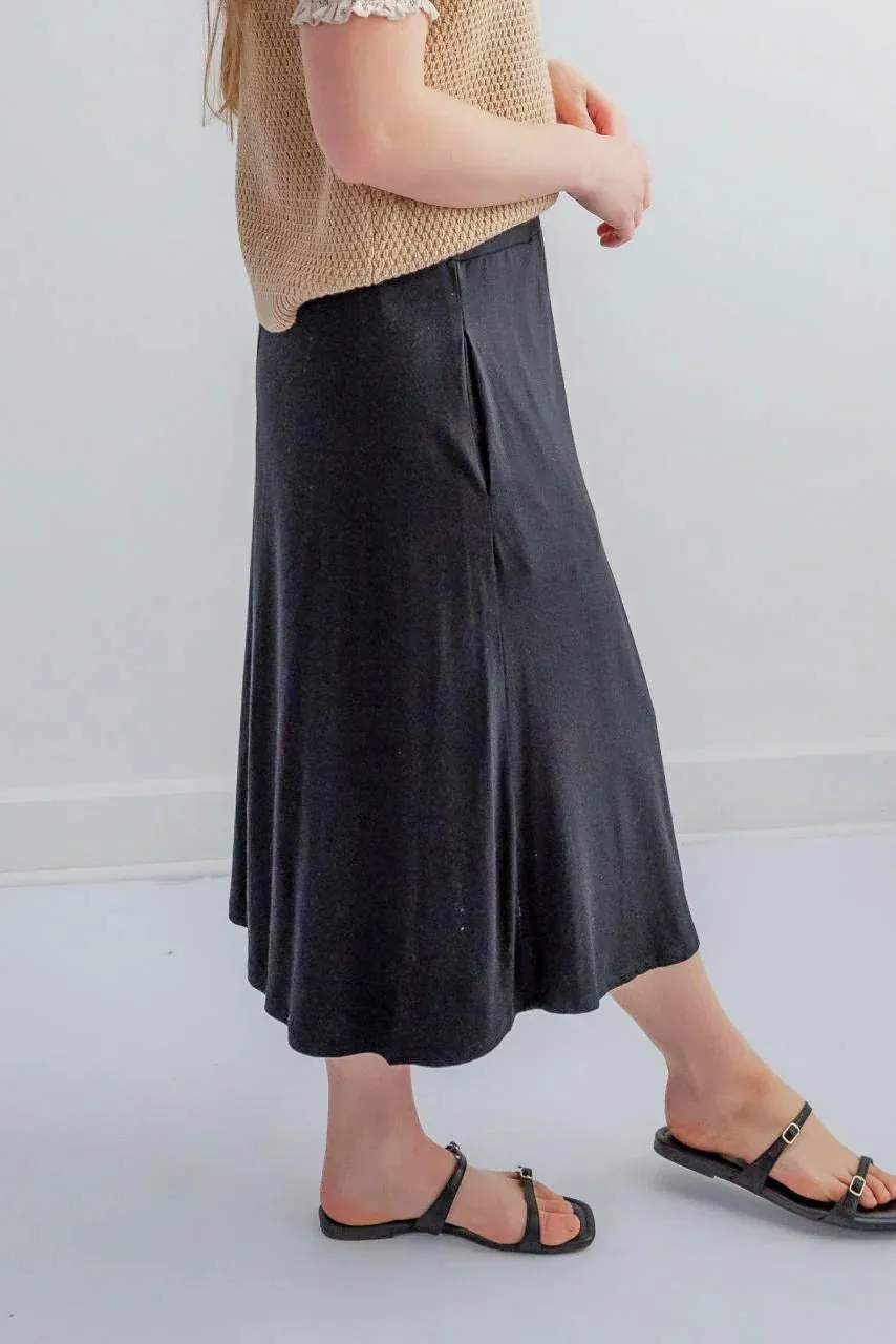 Brighton Knit Midi Skirt in Black
