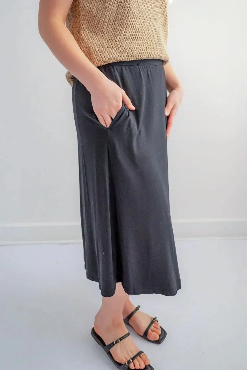 Brighton Knit Midi Skirt in Black