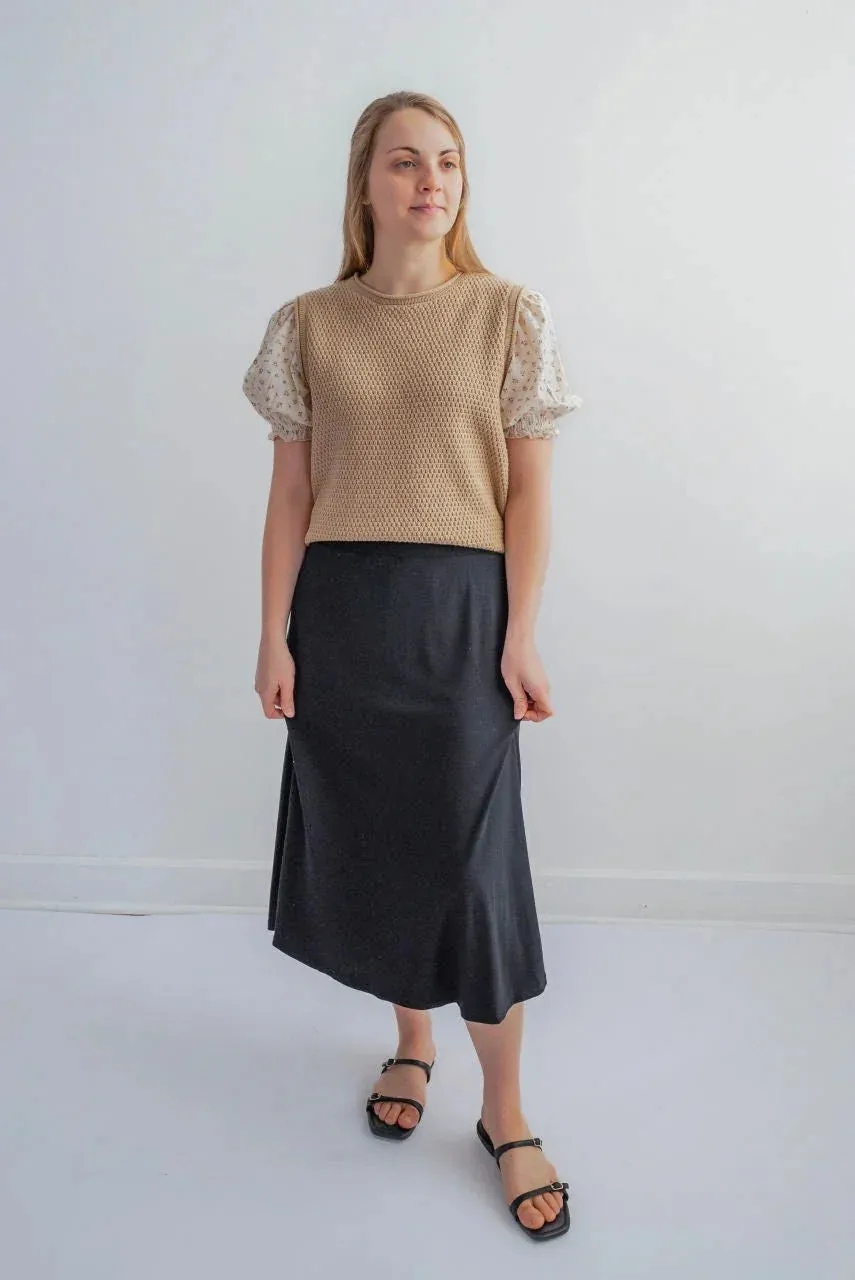 Brighton Knit Midi Skirt in Black