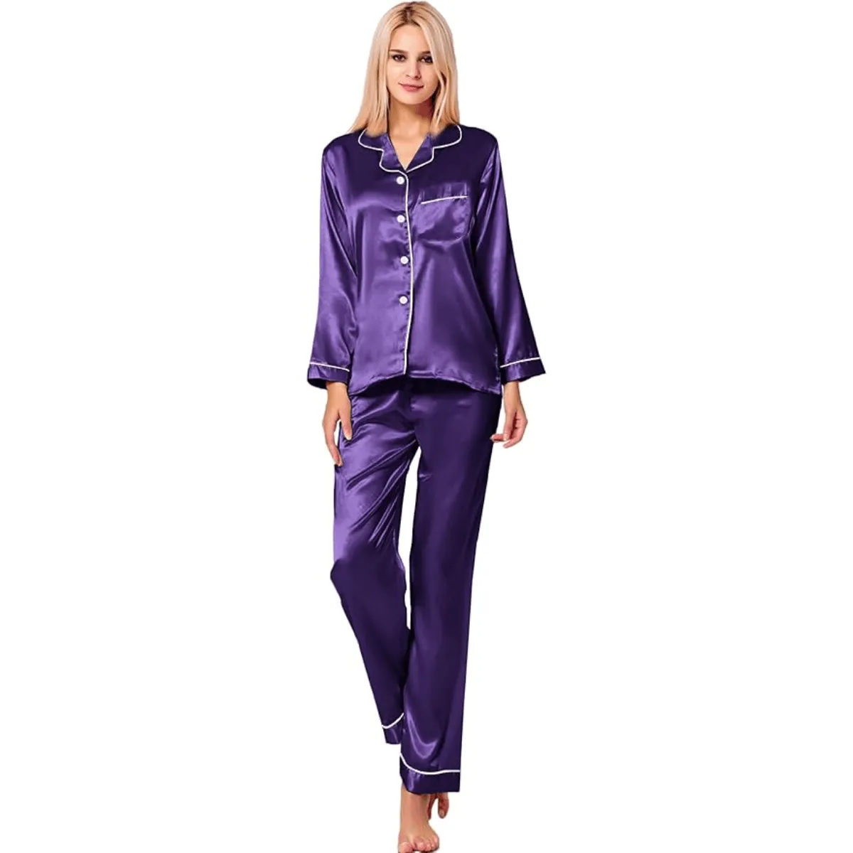 Button Down Satin Pajamas  Comfortable and Stylish Sleepwear