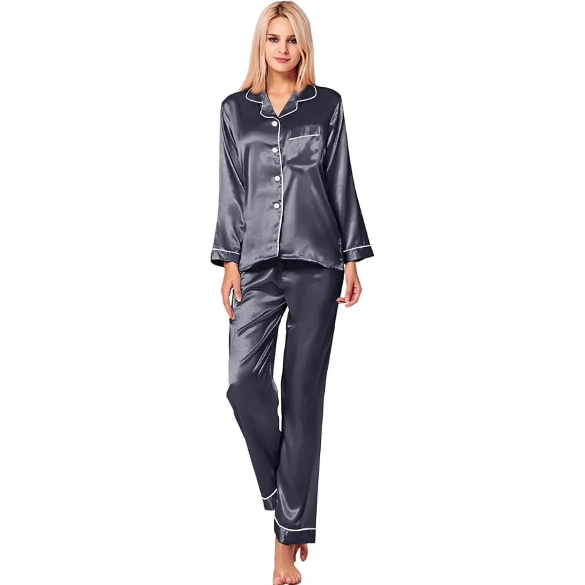Button Down Satin Pajamas  Comfortable and Stylish Sleepwear