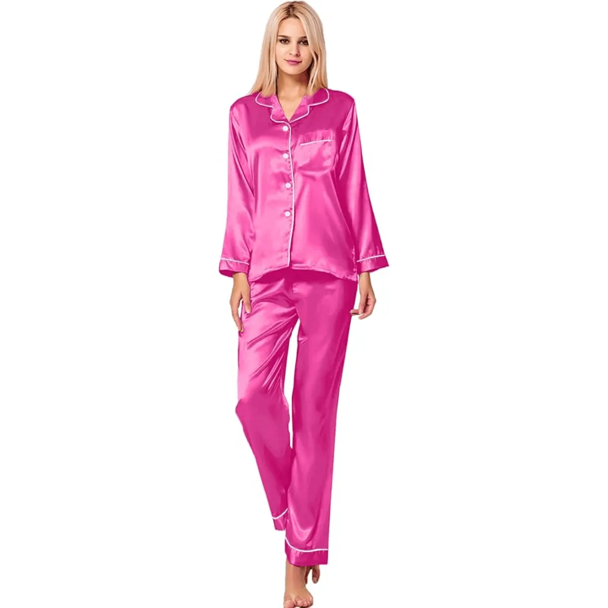 Button Down Satin Pajamas  Comfortable and Stylish Sleepwear