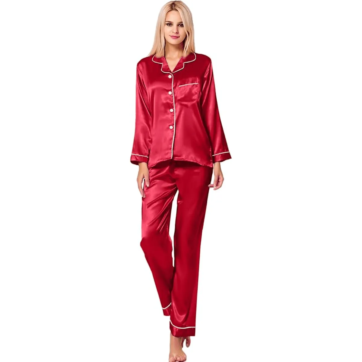 Button Down Satin Pajamas  Comfortable and Stylish Sleepwear