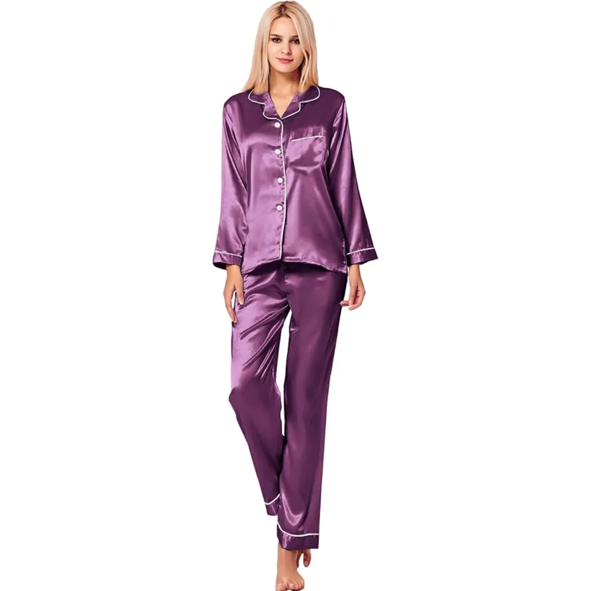 Button Down Satin Pajamas  Comfortable and Stylish Sleepwear