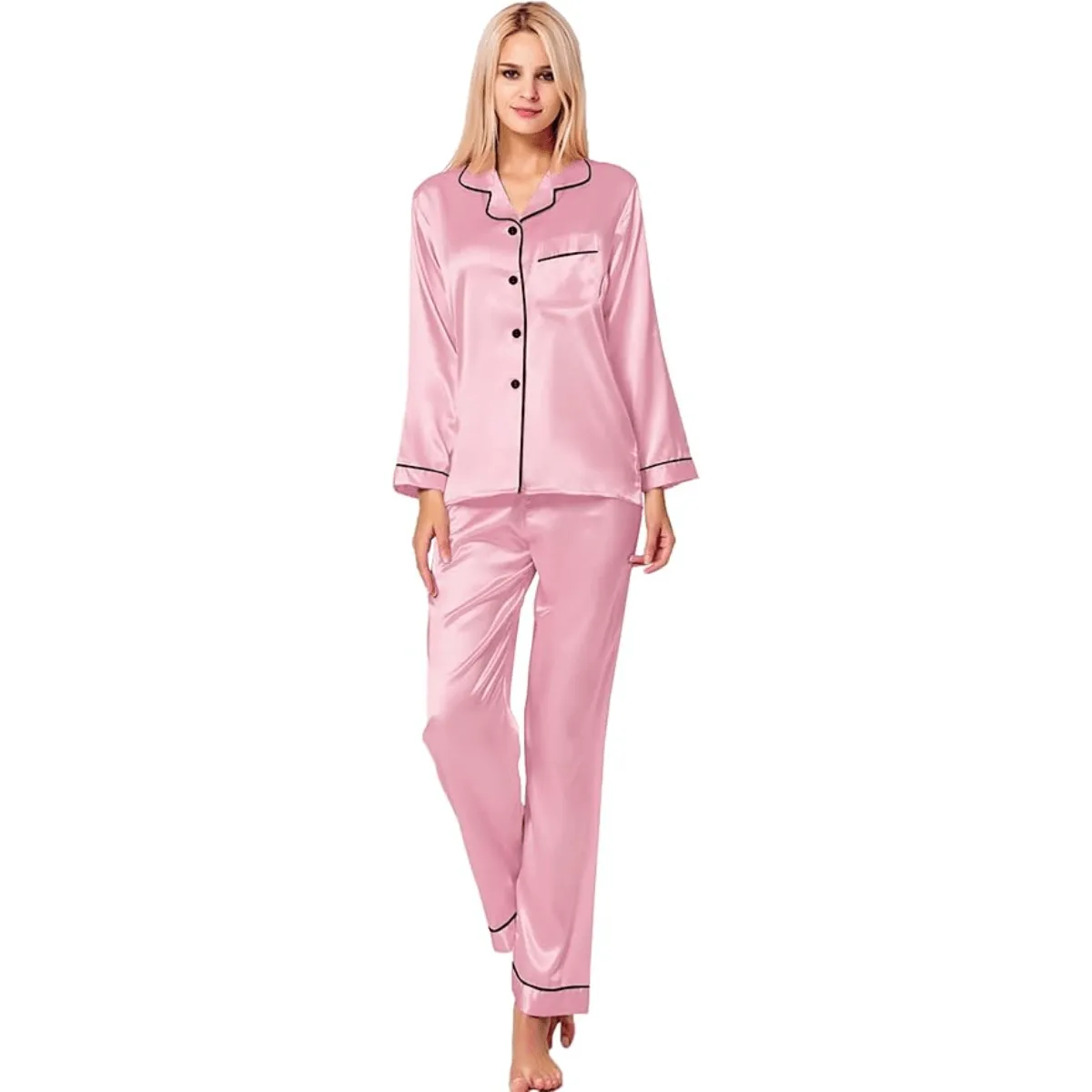 Button Down Satin Pajamas  Comfortable and Stylish Sleepwear