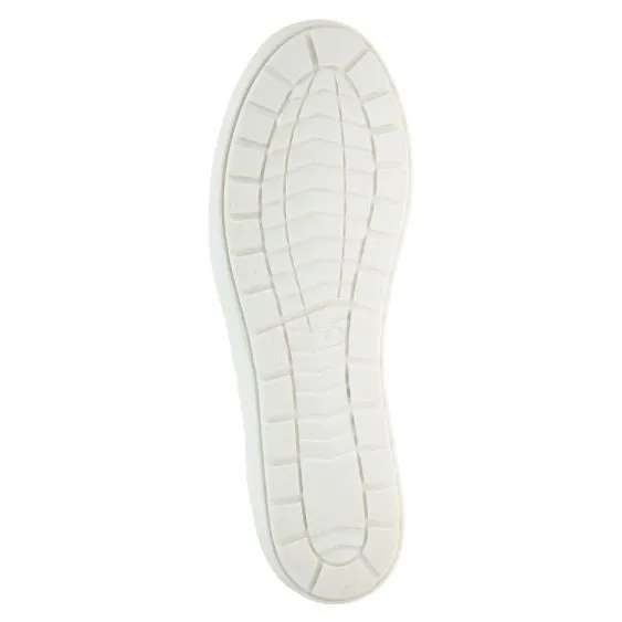 Caprice Leather Trainer in White and Silver