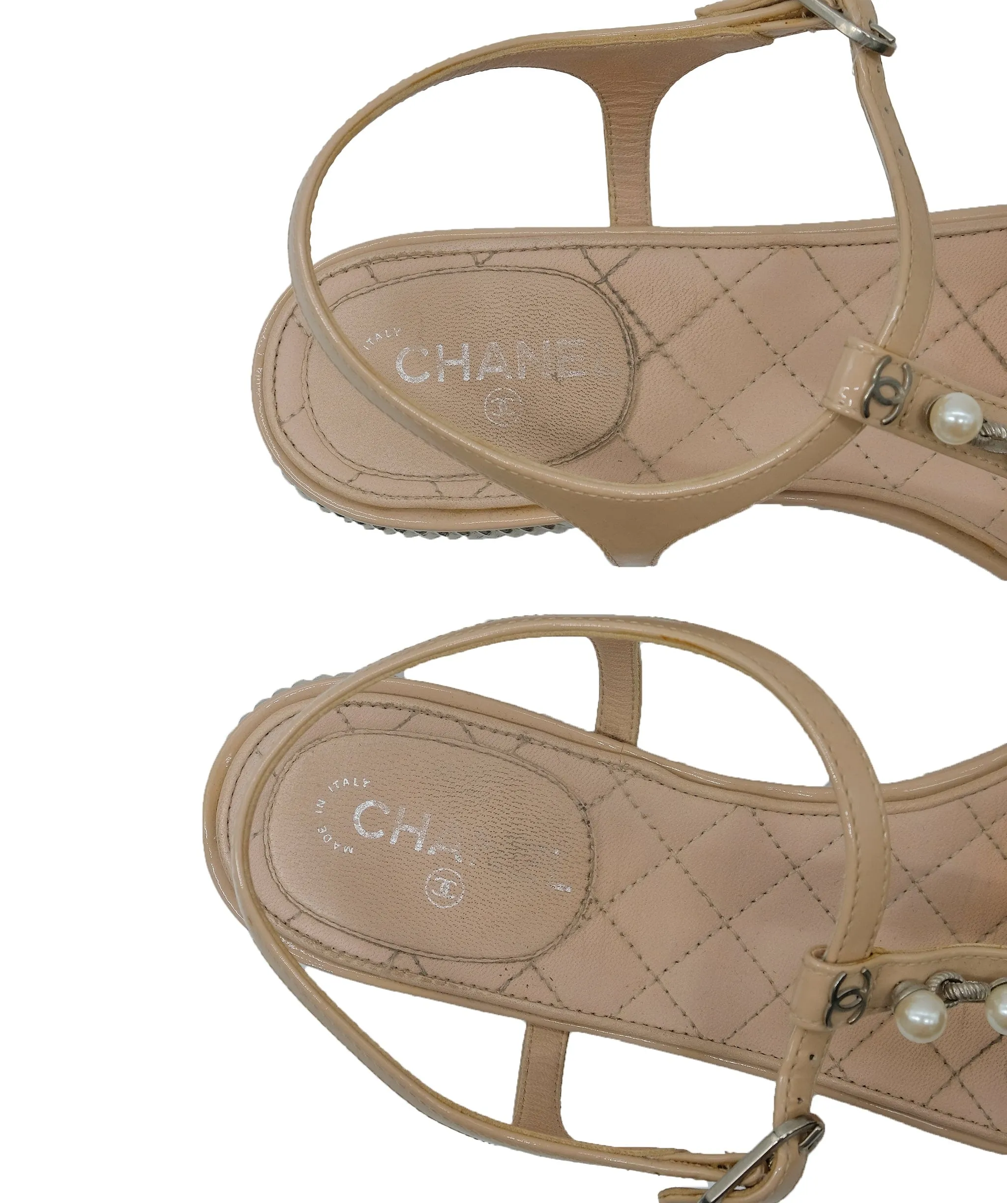Chanel Beige Flat Sandals 36.5 C RJC3269