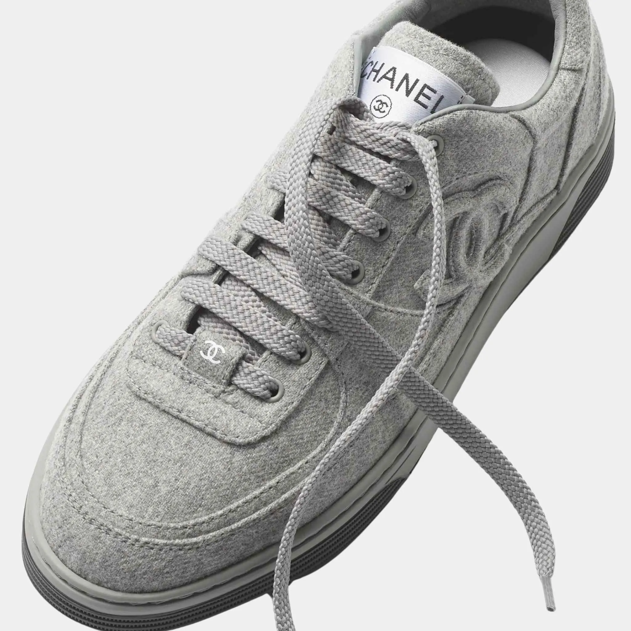 Chanel Trainers Sneakers Wool And Mixed Fibres Light Grey