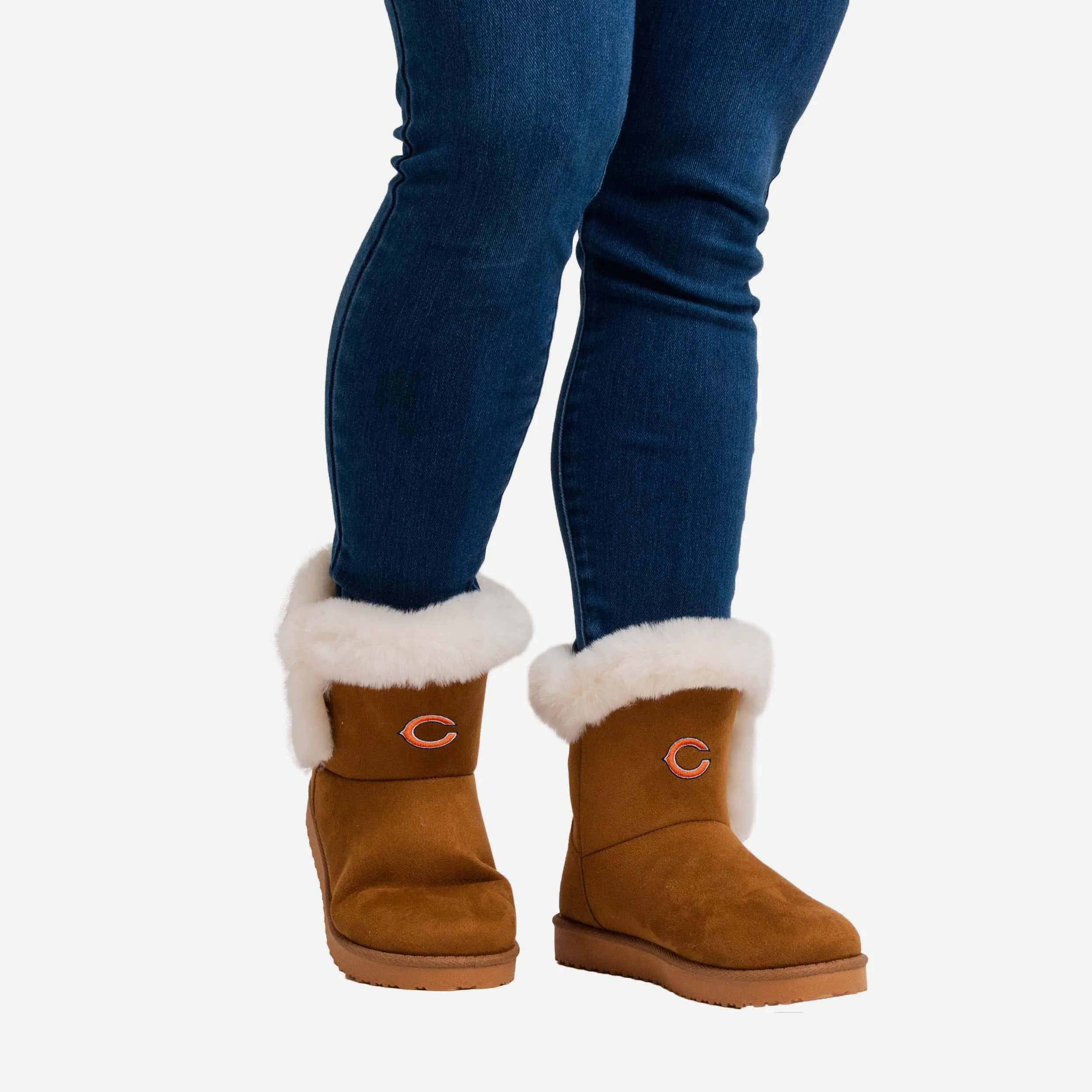 Chicago Bears Womens White Fur Boot