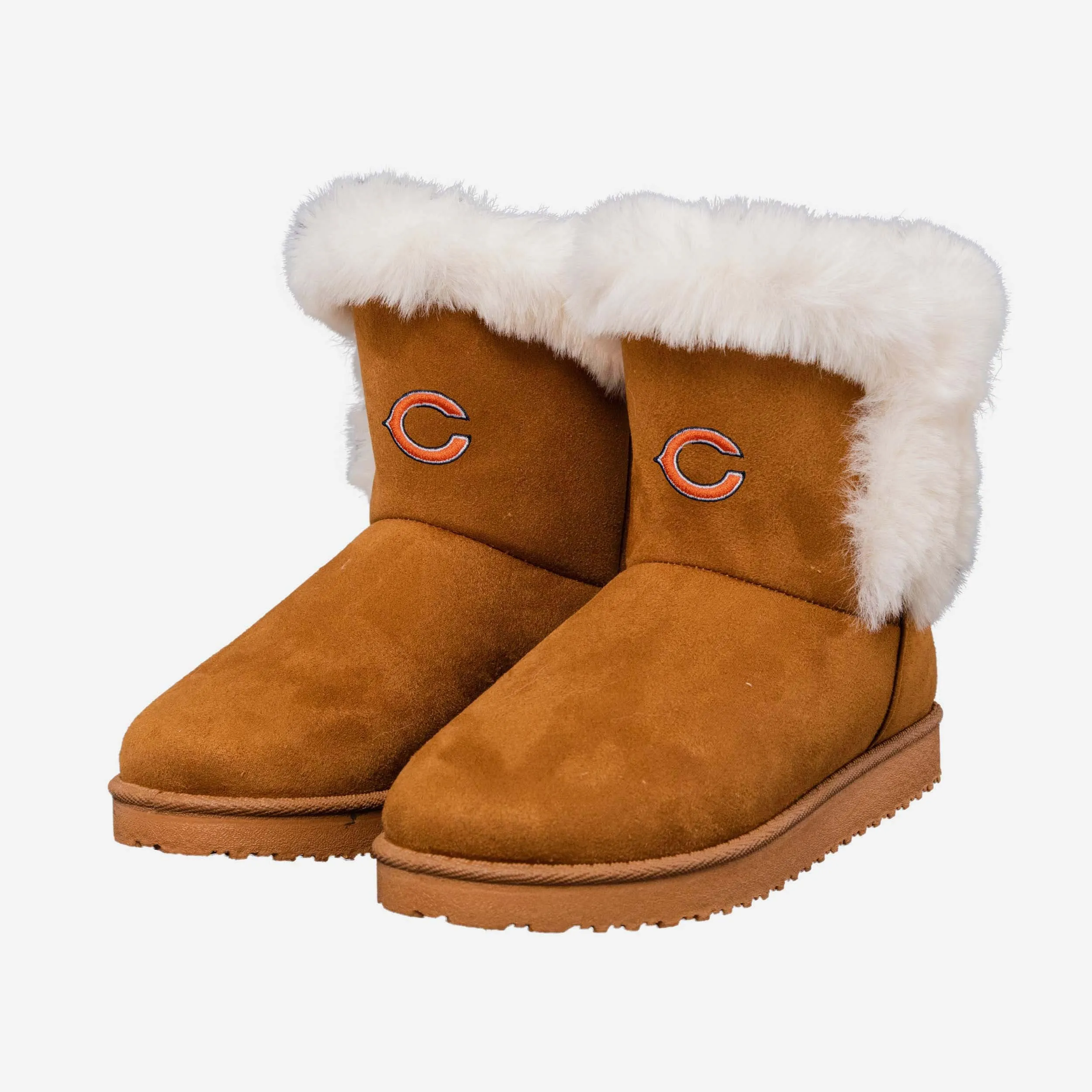 Chicago Bears Womens White Fur Boot