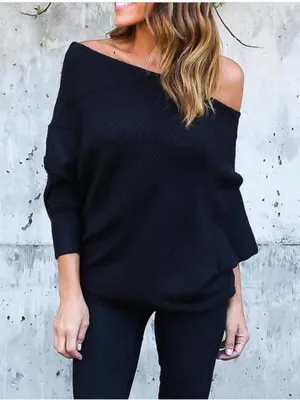 Collar Bat Sleeve Sweater