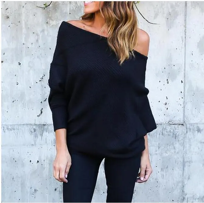 Collar Bat Sleeve Sweater
