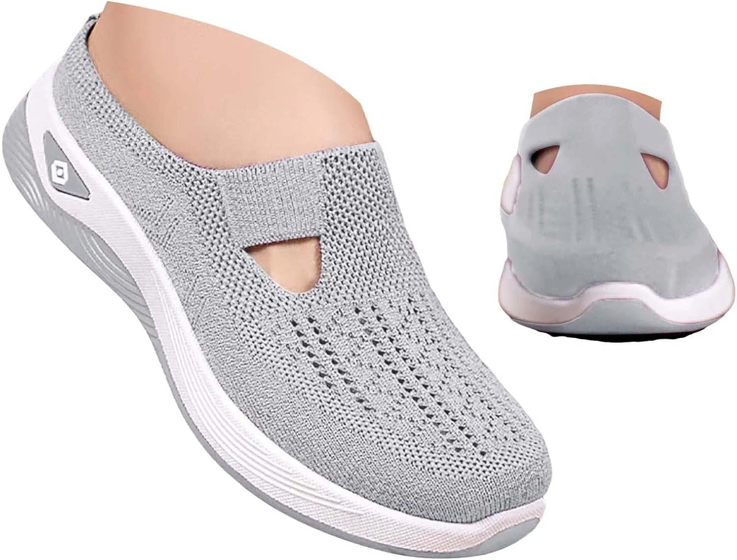 CRNTCEM Orthopedic Shoes for Women Breathable Slip-On Wide Width Mules with Arch Support Walking Sandals Backless Nurse Shoes