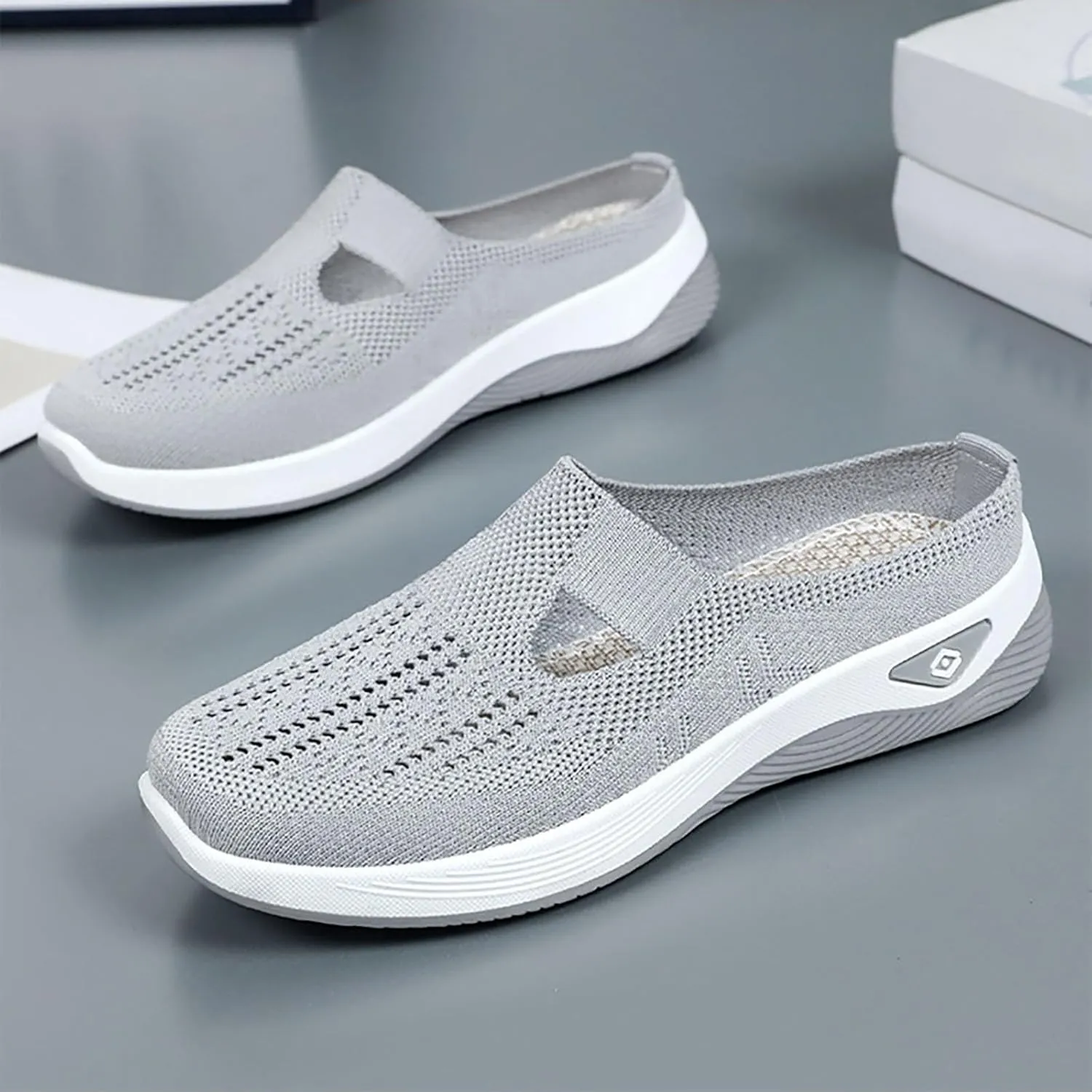 CRNTCEM Orthopedic Shoes for Women Breathable Slip-On Wide Width Mules with Arch Support Walking Sandals Backless Nurse Shoes