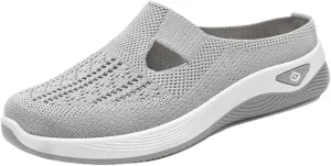 CRNTCEM Orthopedic Shoes for Women Breathable Slip-On Wide Width Mules with Arch Support Walking Sandals Backless Nurse Shoes