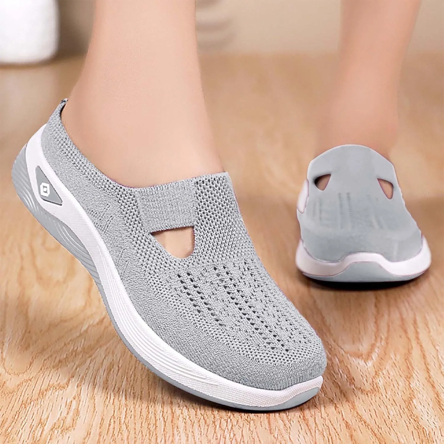 CRNTCEM Orthopedic Shoes for Women Breathable Slip-On Wide Width Mules with Arch Support Walking Sandals Backless Nurse Shoes