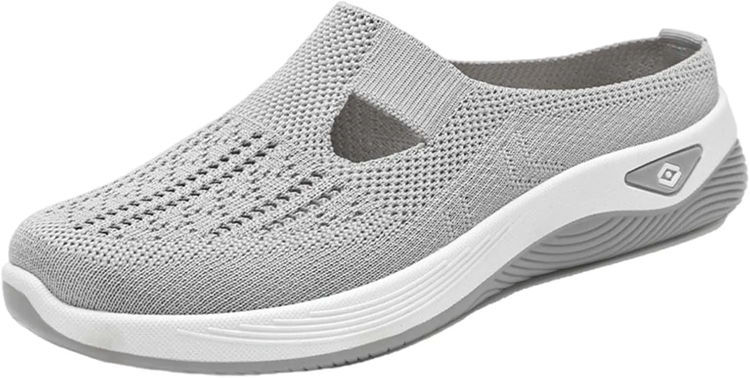 CRNTCEM Orthopedic Shoes for Women Breathable Slip-On Wide Width Mules with Arch Support Walking Sandals Backless Nurse Shoes