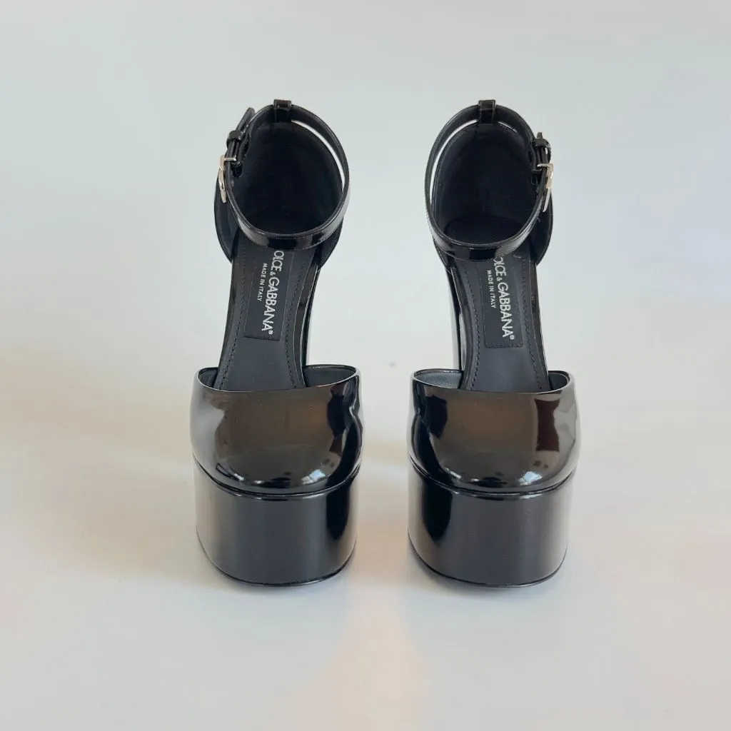 Dolce & Gabbana black polished platform heels, 37