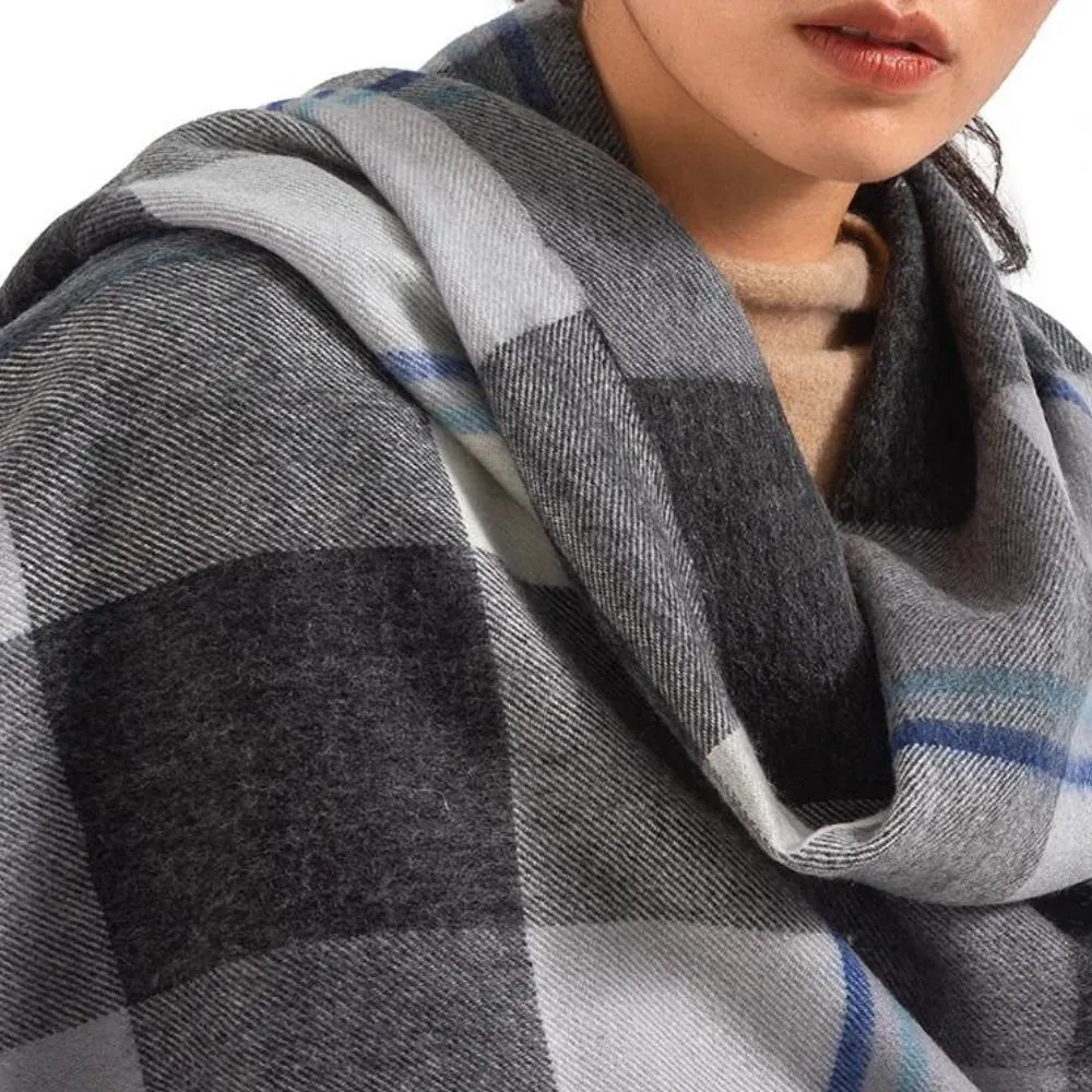Elegant Plaid Cashmere Shawl - Long Warm Tassel Wrap