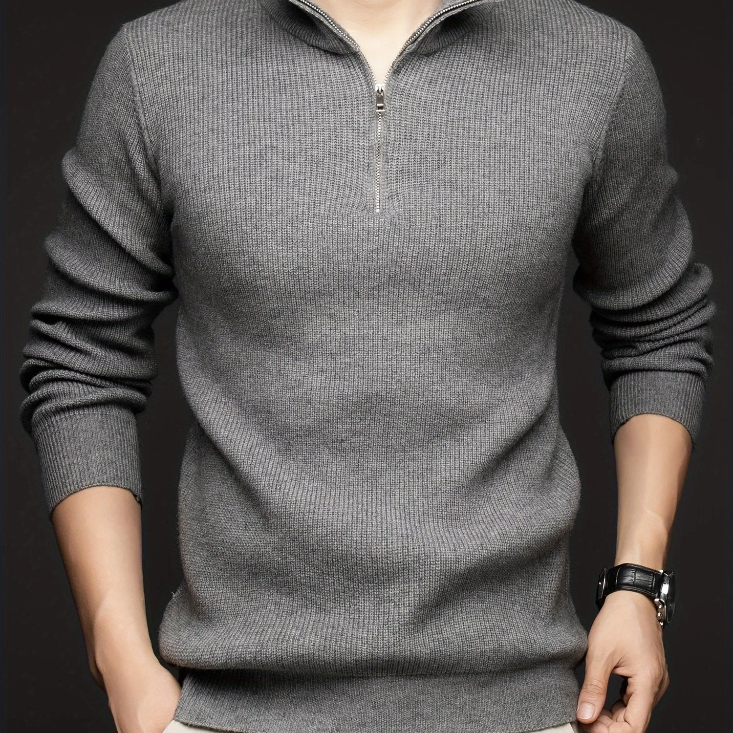 FENVAR | Solid Knitted Turtleneck with Half Zipper