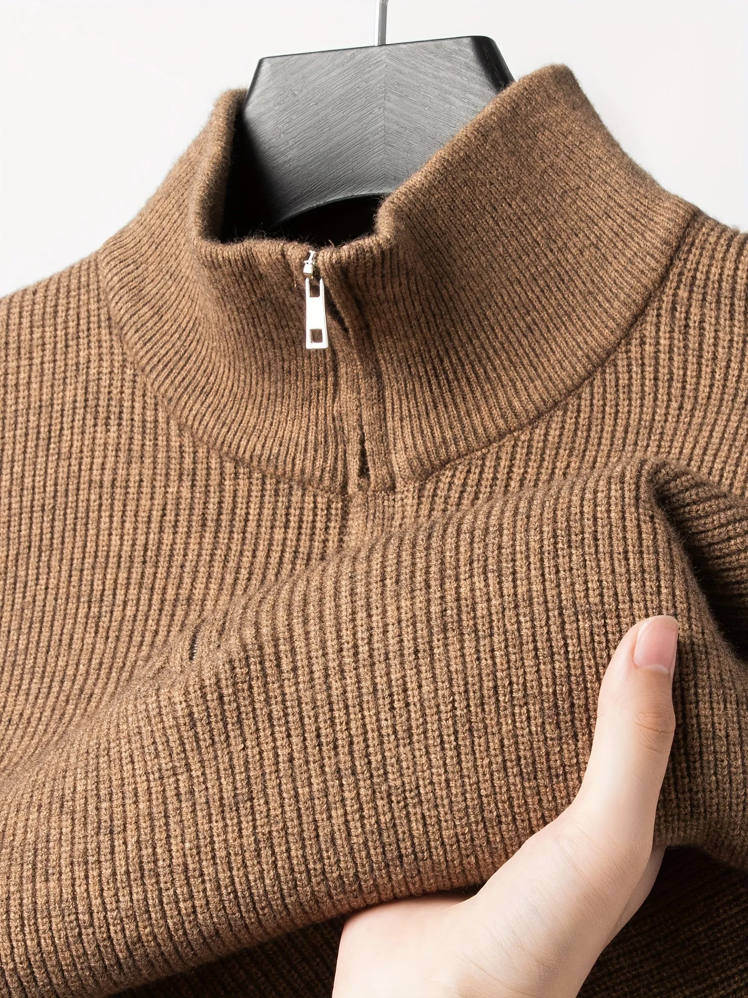 FENVAR | Solid Knitted Turtleneck with Half Zipper