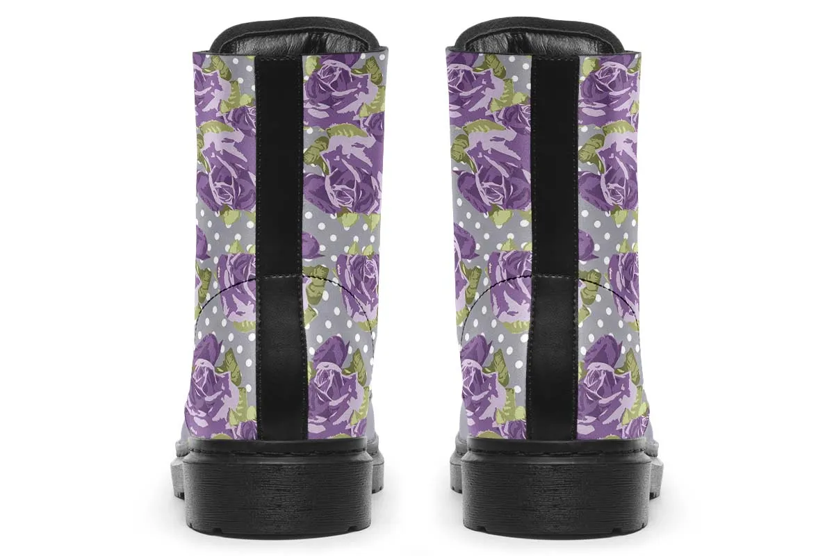Floral Boston Terrier Purple Boots