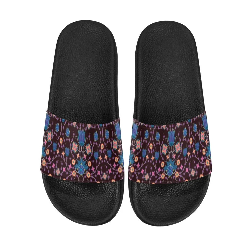 Floral Damask Purple Women's Slide Sandals