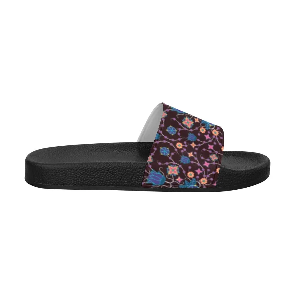 Floral Damask Purple Women's Slide Sandals