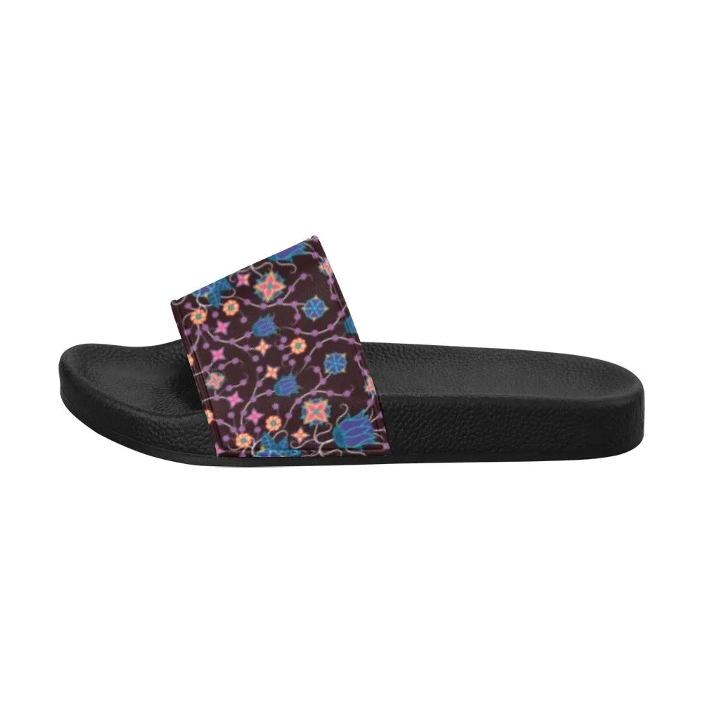 Floral Damask Purple Women's Slide Sandals